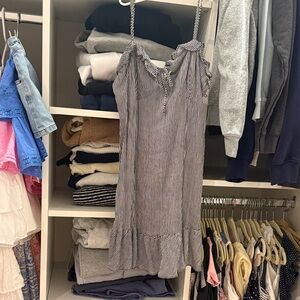 Free People Le Fleur Sleeveless Ruffle Hem Stripe Mini Dress